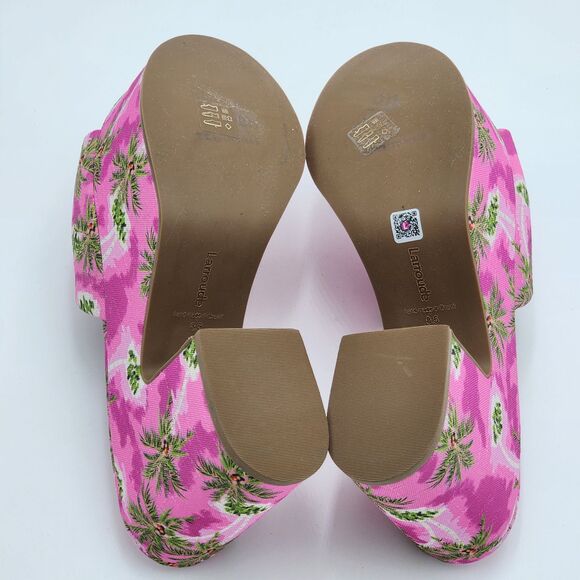 Larroude Palm Tree Pink Miso Platform Slide Sandals Size 8.5 - Picture 7 of 10